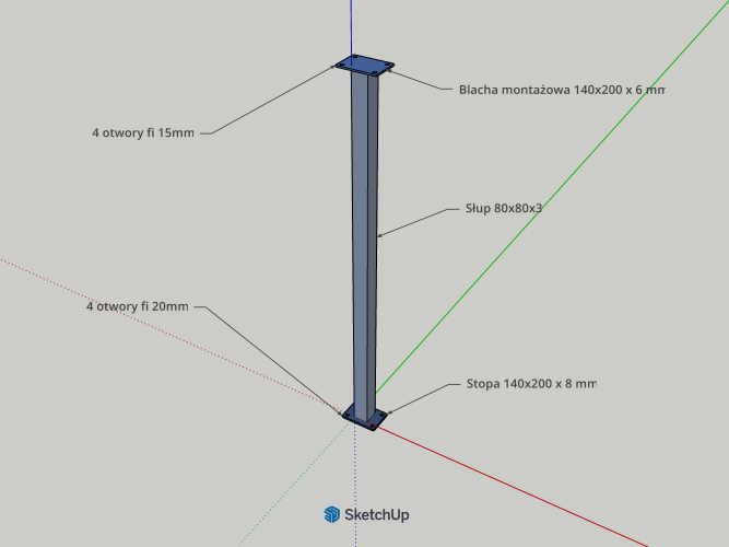 Słup nośny do lekkich konstrukcji | PAWOJ