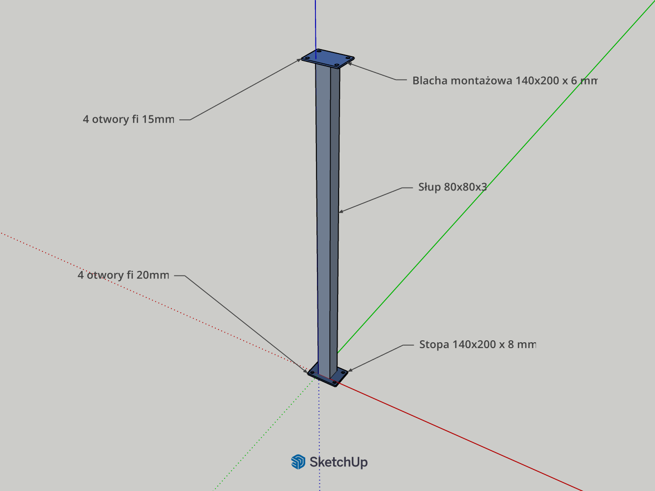 Słup nośny do lekkich konstrukcji | PAWOJ